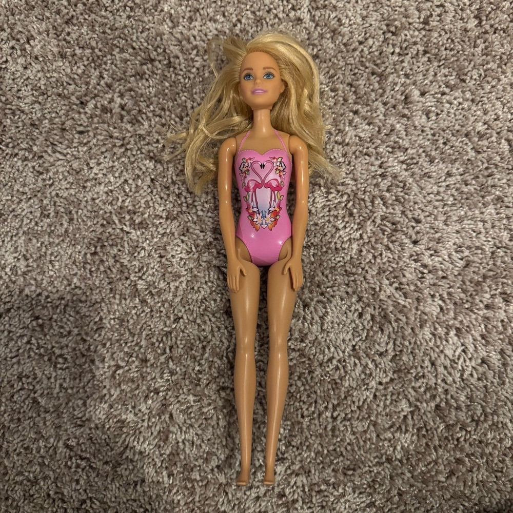 Pink Swim Barbie Doll with Floral Swimsuit